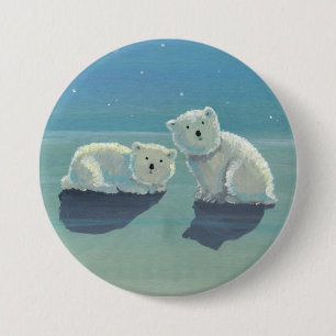 Funkelnder Winter Eisbär Pinback Button