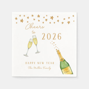 Funkelndes Champagner Hoch auf Silvesterparty Serviette