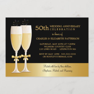 Funkelndes Champagner-Jubiläum zum 50. Hochzeitsta Einladung
