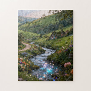 Funkelndes Cottage-Bach-Puzzle Puzzle