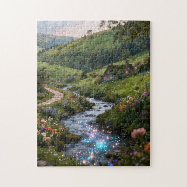 Funkelndes Cottage-Bach-Puzzle Puzzle (Vertikal)