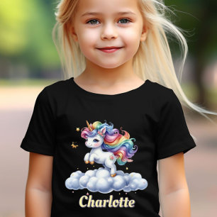 Funkelndes Einhorn magische Wolke Name schwarz T-Shirt