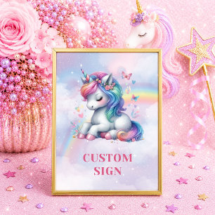 Funkelndes Einhorn Pastellfarben Mädchen Geburtsta Poster