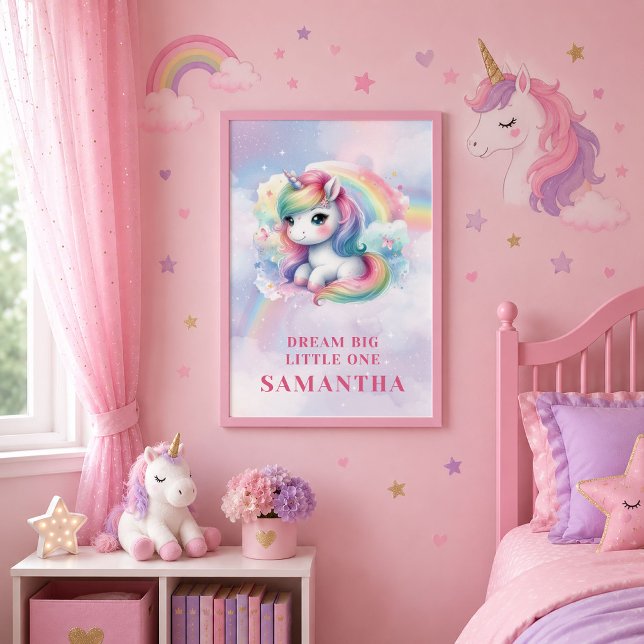 Funkelndes Einhorn Pastellfarben Mädchen Geburtsta Poster (Sparkly Unicorn Pastel Colors Girl Birthday Poster)