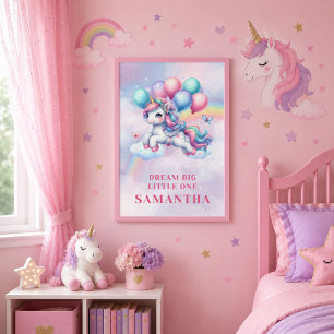 Funkelndes Einhorn Rosa Lila Gerahmter Wandkunst Leinwanddruck