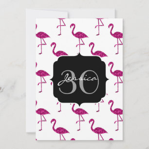 Funkelndes Flamingo-Rosa-Muster Monogramm-Einladun Einladung