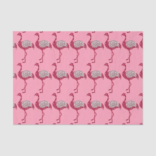 Funkelndes Flamingo-Seidenpapier Seidenpapier (Vorderseite)