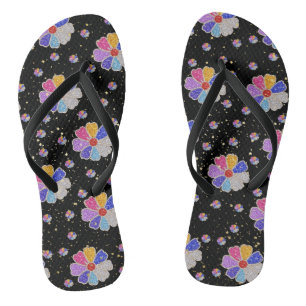 Funkelndes florales Juwelenmuster Flip Flops