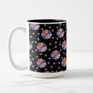 Funkelndes florales Juwelenmuster Zweifarbige Tasse