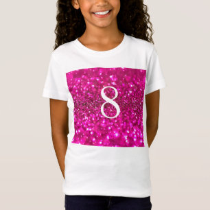 Funkelndes Glitter Rosa Herz 8. Geburtstag Mädchen T-Shirt