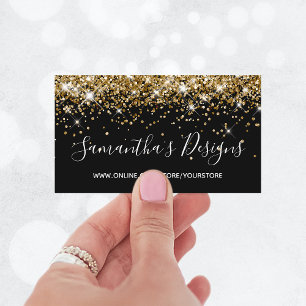 Funkelndes Gold Glitter Online-Shop Schwarz Visitenkarte