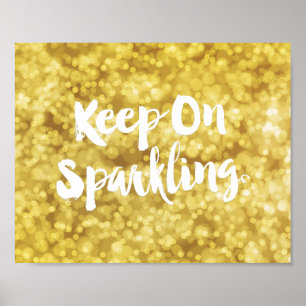 Funkelndes GoldBlurry Glitzer Bokeh Zitat Poster