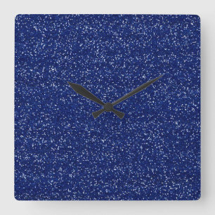 Funkelndes königsblaues und silbernes Glitter Quadratische Wanduhr