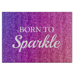 Funkelndes lila und rosa Glitter Born to Sparkle Schneidebrett