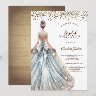 Funkelndes Mädchen im Kleid Rustikale Holz Einladu Einladung