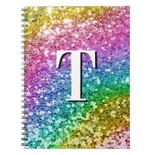 Funkelndes Mädchen-Regenbogen- Chunky-Glitter-Mono Notizblock