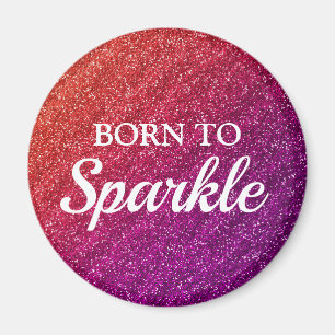 Funkelndes Orange und Lila Glitter Born to Sparkle Magnet