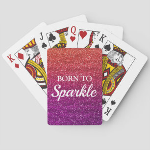 Funkelndes Orange und Lila Glitter Born to Sparkle Spielkarten