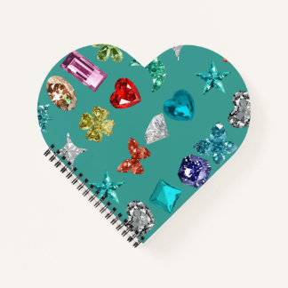Funkelndes Rhinestone-Herz Türkis Notizbuch