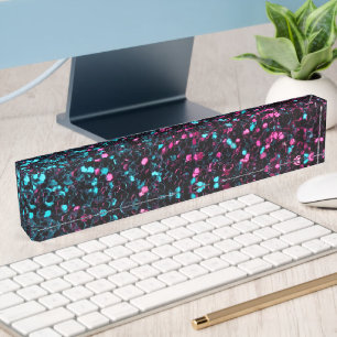 Funkelndes rosa blaues Mosaik-Glitter funkelt Namensplakette
