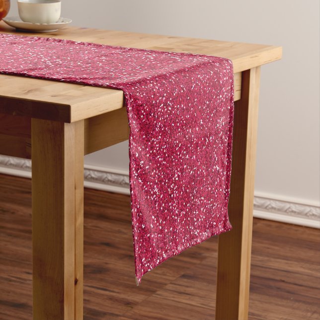 Funkelndes Rosa & Silber Glitter Kurzer Tischläufer (Beispiel)