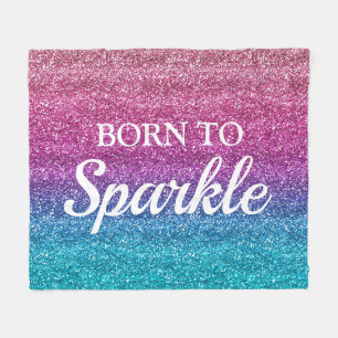 Funkelndes Rosa und Blau Glitter Born to Sparkle Fleecedecke