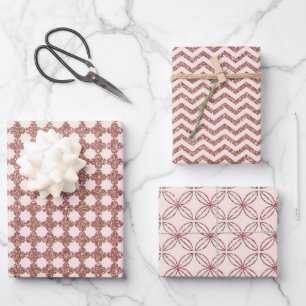 Funkelndes Roségold Geschenkpapier Set