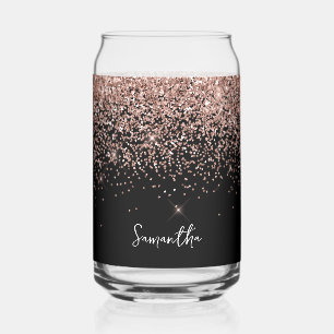 Funkelndes Roségold-Glitter auf Schwarz Dosenglas