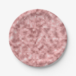 Funkelndes Roségold Rosa Luxus Funkel Mädchenparty Pappteller