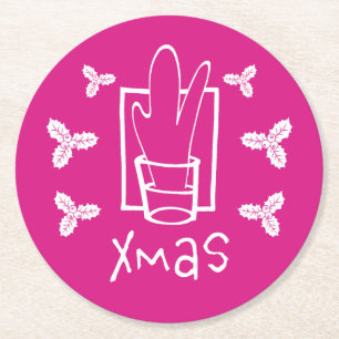 Funkelndes Schnapsglas für Weihnachten Runder Pappuntersetzer