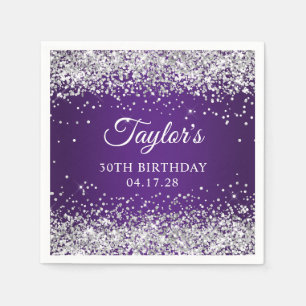 Funkelndes Silber Glitter Königliches Violett 30.  Serviette