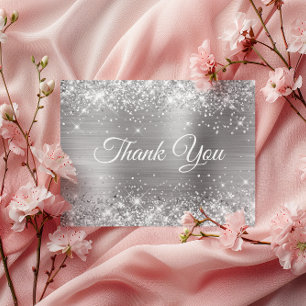 Funkelndes silbernes Glitter Silberfolie Danke Postkarte
