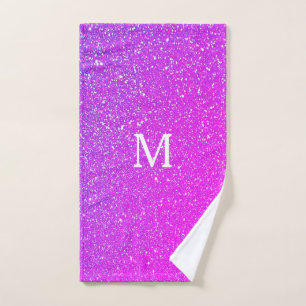 Funkelrosa Glitzer Ombre Monogram Initial Niedlich Handtuch