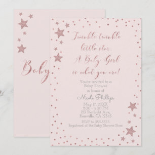 Funkelsternchen Roségold Mädchen Baby Shower Einladung
