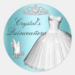 Funken Glitter Kleid & Absätze Quinceanera Aufkleb Runder Aufkleber