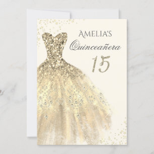Funken Gold Kleid 15. Quinceanera Einladung