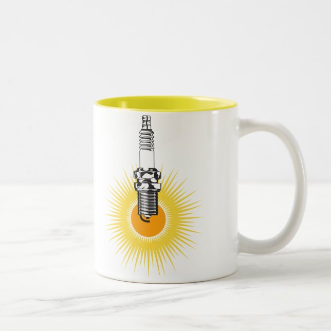 Funken-Stecker-Explosions-Tasse Zweifarbige Tasse (Rechts)