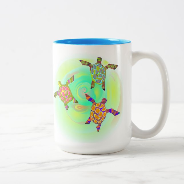 Funkenfarbene Schildkröten Zweifarbige Tasse (Rechts)