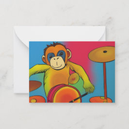 Funkey Monkey Drummer Note Card Mitteilungskarte
