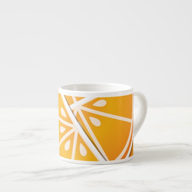 Funkorange Keile Espressotasse (Vorderseite Rechts)