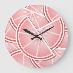 Funkrosa Grapefruitkeile Große Wanduhr