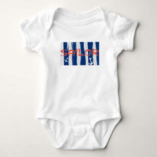 Funksamer Blaue Weiße Streifen Anker Bodysuit Baby Strampler