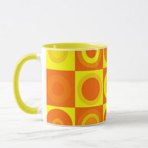 Funkt Retro Orange Gelbe Kreise Quadrate Tasse