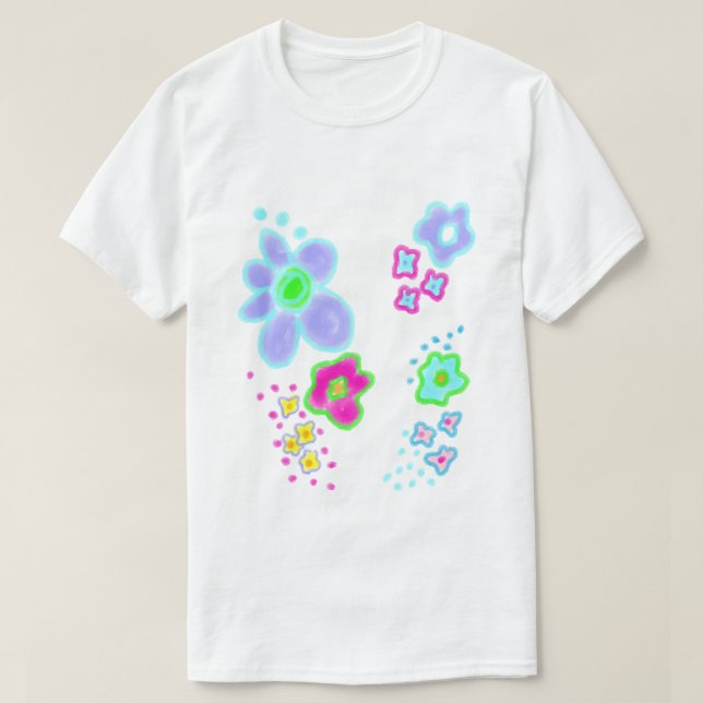 Funktionale abstrakte Blumen tragbare Kunst T-Shirt (Design vorne)