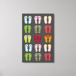 Funktionale Fußbekleidung bunte Sommer Flip Flops Leinwanddruck