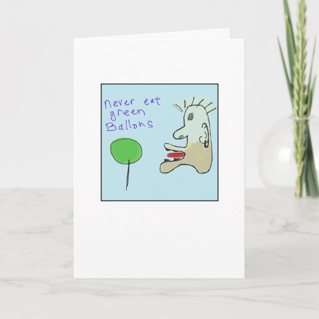 Funktionale grüne Luftballons mit Illustrationen Karte (Vorderseite)