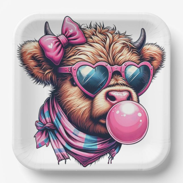 Funktionale Highland-Kuh-Papierplatte Pappteller (Vorderseite)