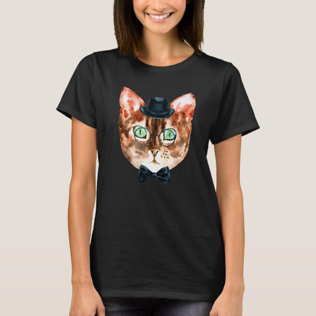 Funktionale Katze mit Brille T-Shirt (Vorderseite)