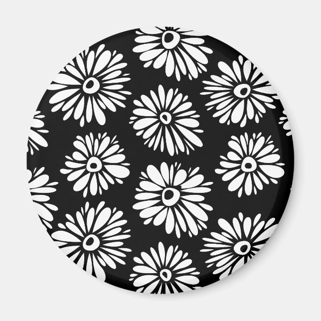 Funktionale Schwarz-Weiß-Blumen Magnet (Vorne)