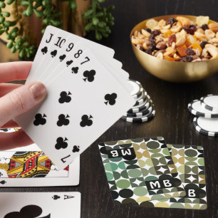 Funktionale schwarze Teal-grüne graue Kreise Kunst Spielkarten